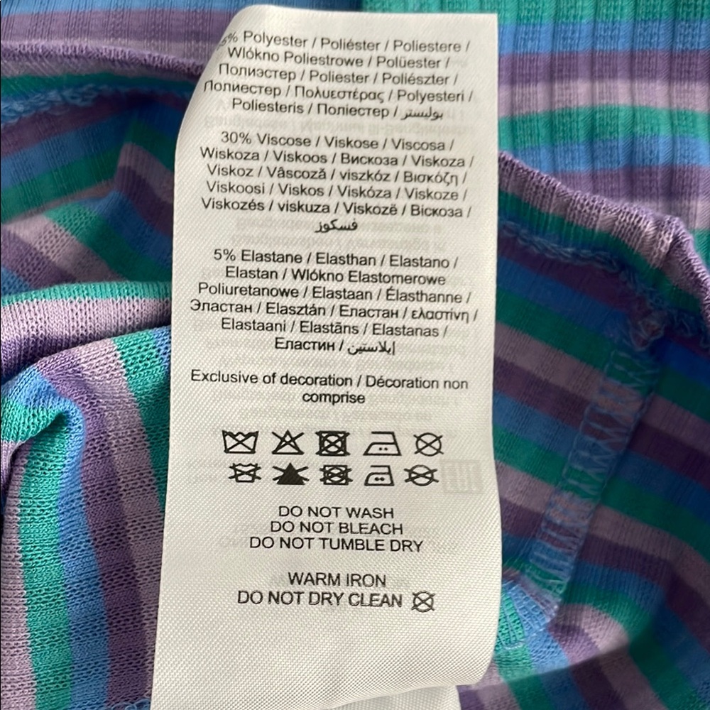 NWT Only Striped Blue, Teal and Purple Cropped Cardigan Top - Picture 6 of 8